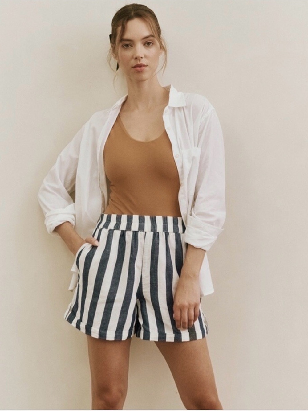 Pact Organic Cotton/Hemp Blend Shorts in the "Mariner Stripe" pattern size small - Picture 1 of 9
